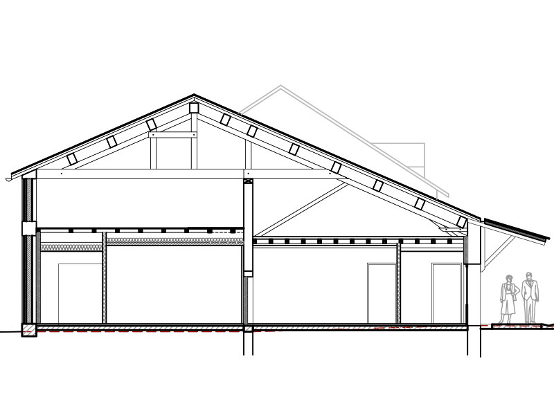 Plan en vue de la réhabilitation de la maison funéraire de Marcigny Saone et Loire, projet de Pierre Scodellari architecte DPLG Loire - Rhône-Alpes Auvergne