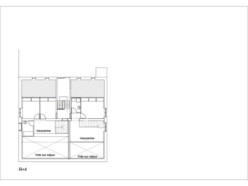 Plans du projets de réhabilitation d'un projet de réhabilitation d'un immeuble de logements collectifs Rue Pyat à Saint Etienne. Architecte : Pierre Scodellari - Atelier sc-a - architecte Loire, architecte Lyon et région, architecte DPLG